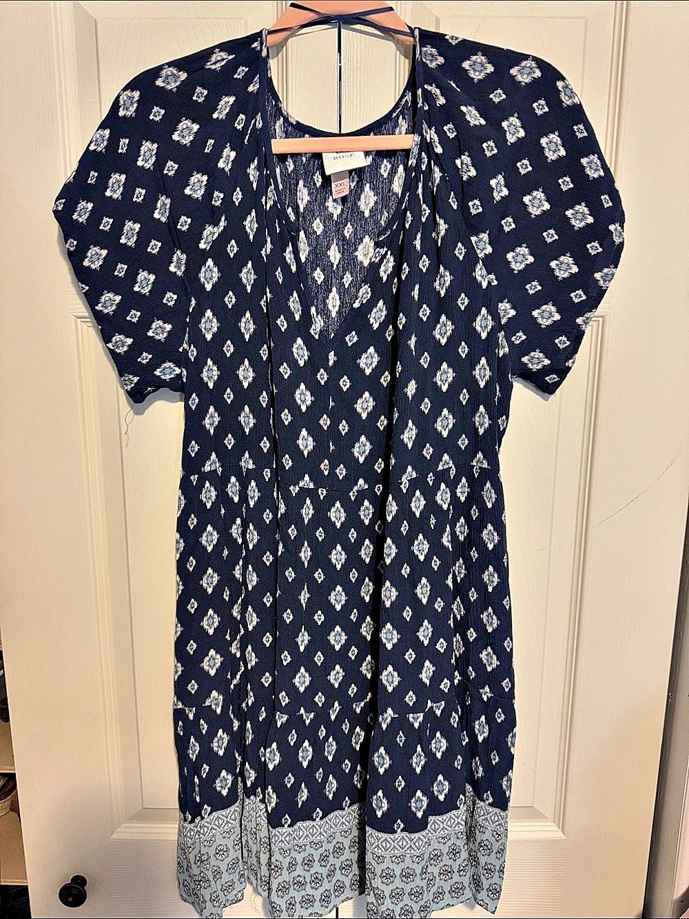 Knox Rose Women's Geometric Dress in Blue & White